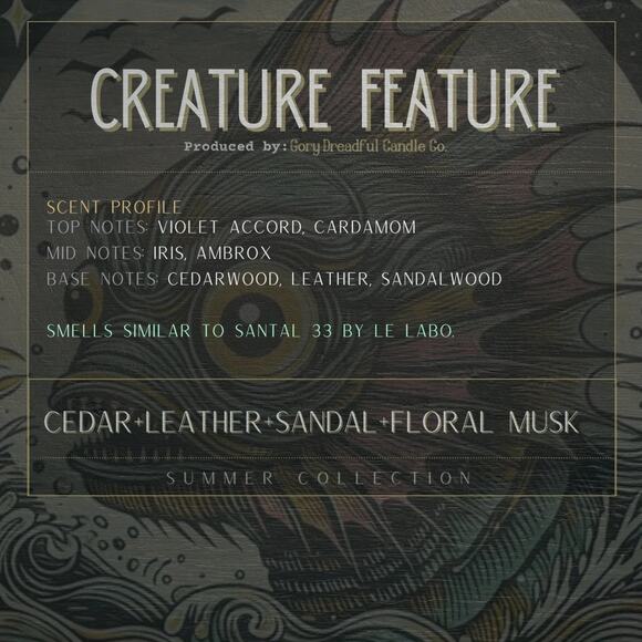 Creature Feature Sizzling Room Salt: Cedar Leather Sandal Floral Musk Scent - Picture 2 of 11